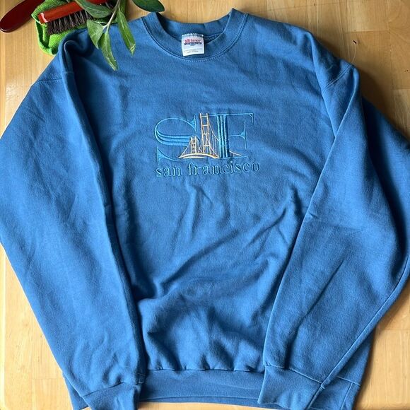 SF Travel Light Blue Crew Large Embroidered - Picture 1 of 4